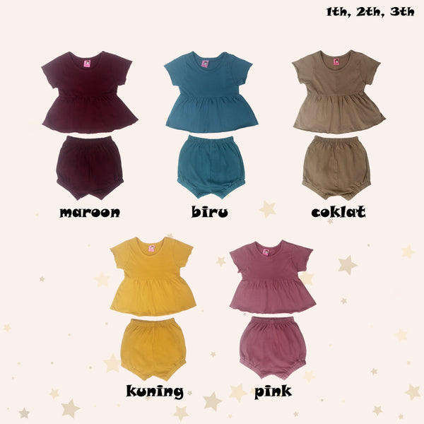 Two Mix - Setelan Anak Perempuan Bahan Kaos Katun Combed Usia 1-3 Tahun 4267