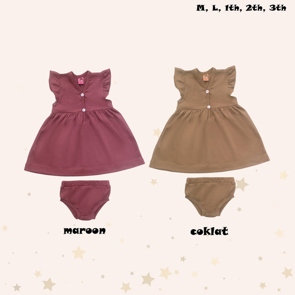 TWO MIX Short Sleeve Dress - Rok Bayi Perempuan - Rok Dress Anak Perempuan Rumah Santai usia 0-3 Tahun 4218