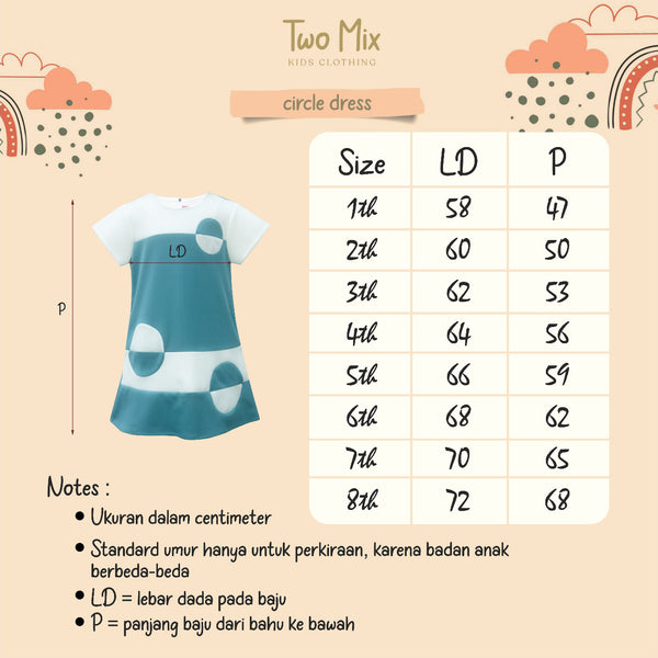 TWO MIX Dress Anak Perempuan Circle + Free Tas Anak Cantik 1-8 tahun 4230