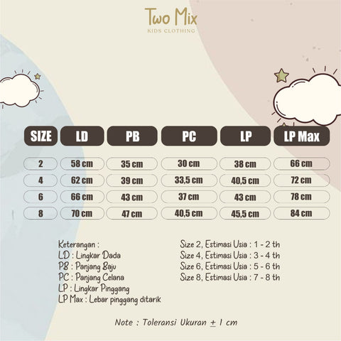 Two Mix Setelan Anak Perempuan Size 1-8 4206-4226