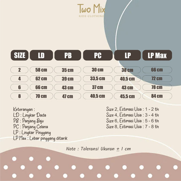Two Mix Setelan Anak Perempuan Usia 1-8 4205-4225