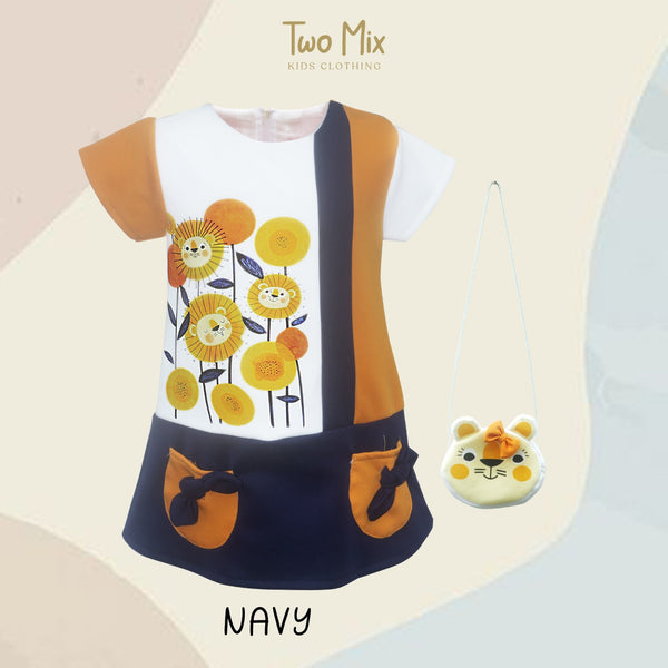 Two Mix - Dress Anak Perempuan Lucu Bahan Kaos - Baju Anak Perempuan Tas Lucu 1-8 Tahun 4283