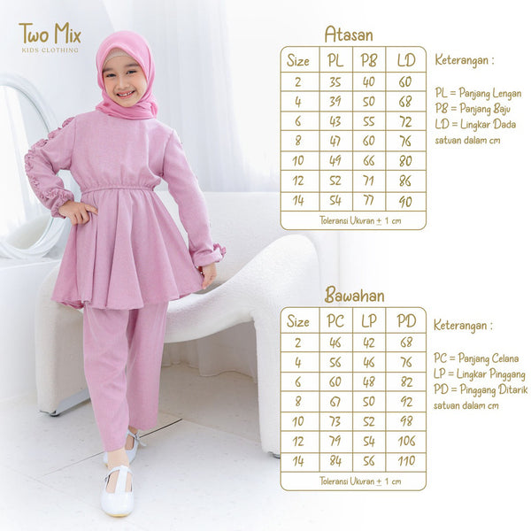 Two Mix - Setelan Gamis Couple Ibu Anak Perempuan - Stelan Baju Gamis Couple Ibu Anak Cewek 4358