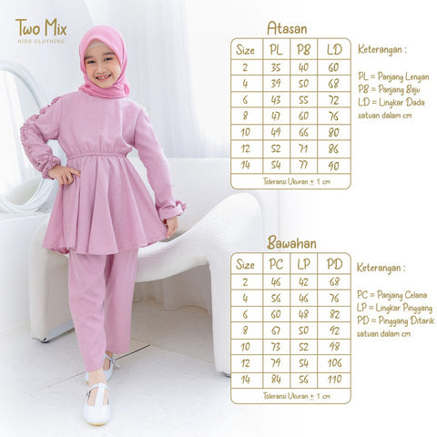 Two Mix - Setelan Gamis Couple Ibu Anak Perempuan - Stelan Baju Gamis Couple Ibu Anak Cewek 4358