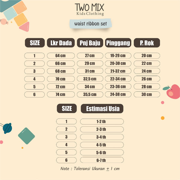 Two Mix - Baju Setelan Anak Perempuan Celana Pendek Salur Lucu 1-8 Tahun 4366