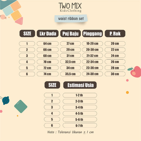 Two Mix - Baju Setelan Anak Perempuan Celana Pendek Salur Lucu 1-8 Tahun 4366