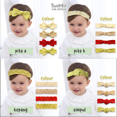 Two Mix - Bandana Bayi Perempuan Rib - Headband Baby Girl Newborn Lucu - Bando Pita Anak Cewek 4307