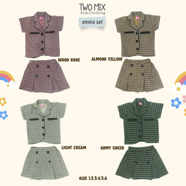 Two Mix - Setelan Anak Perempuan Kotak - Stelan Baju Anak Cewek Lucu Fashion 1-6 Tahun 4365A