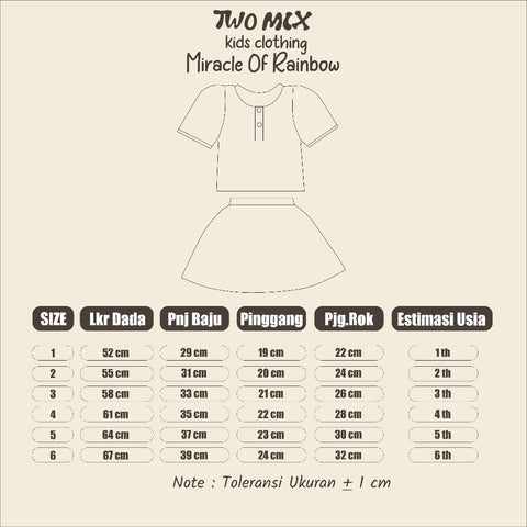 Two Mix - Setelan Rok Anak Perempuan - One Set Anak Perempuan Rainbow 1-6 Tahun 4362C