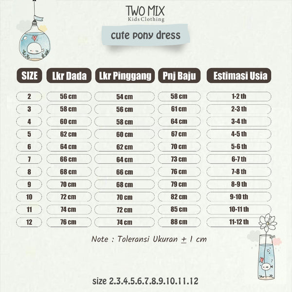 Two Mix - Dress Anak Perempuan - Baju Anak Pony Dress 1-12 Tahun 4368A