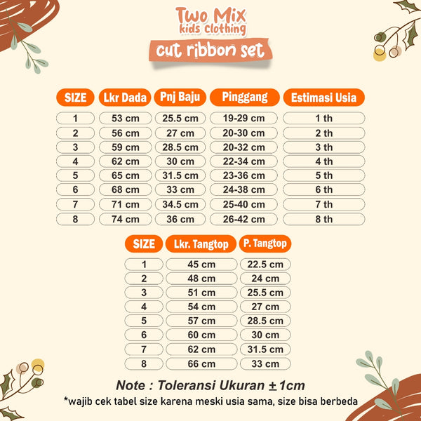 Two Mix - Baju One Set Anak Perempuan - Setelan Anak Cewek Lucu Salur Kaos 1 2 3 4 5 6 7 8 Tahun 4366B