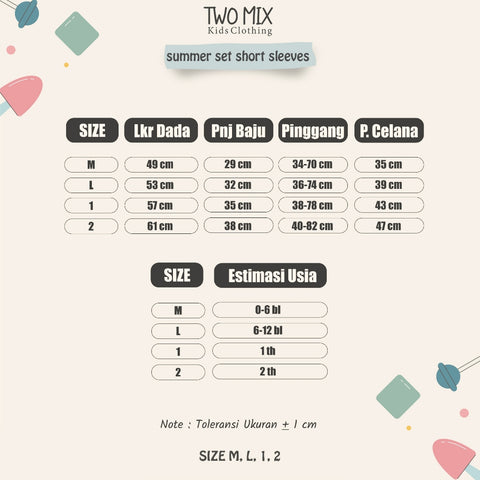 Two Mix - One Set Outfit Setelan Baju Bayi Anak Laki-Laki / Perempuan Celana Panjang 0 6 12 Bulan - 1 2 Tahun 4360B