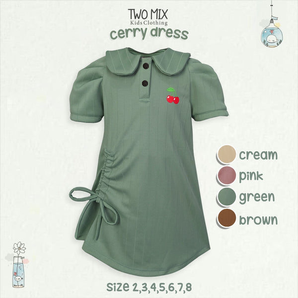 Two Mix - Baju Anak Perempuan Lucu - Cherry Dress Pakaian Anak Cewek 1 2 3 4 5 6 7 8 Tahun 4372B