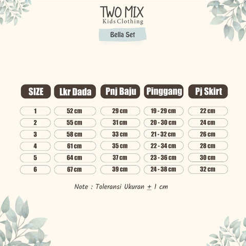 Two Mix - Baju Setelan Anak Perempuan Lucu - Bella One Set Anak Cewek 1-6 Tahun 4380