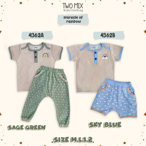 Two Mix - Set Baju Bayi Kaos 0 6 12 Bulan - Setelan Baby Celana Pendek / Panjang 0 - 2 Tahun 4362A 4362B