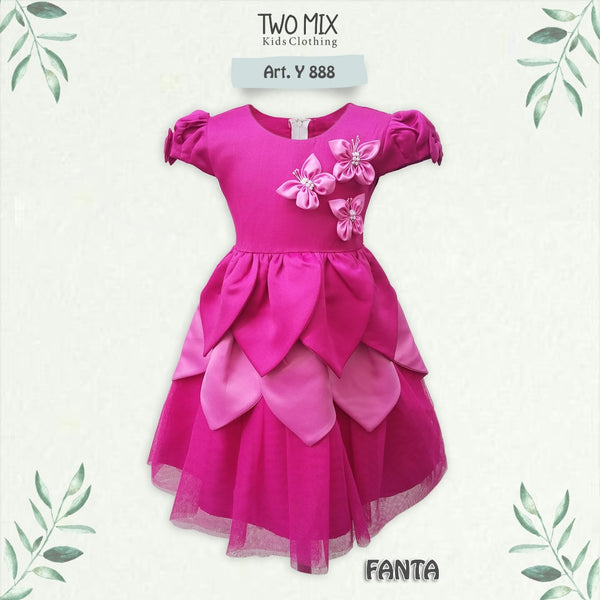 Two Mix - Dress Anak Natal Perempuan - Gaun Anak Cewek Pesta Christmas Satin 1-12 Tahun Y888