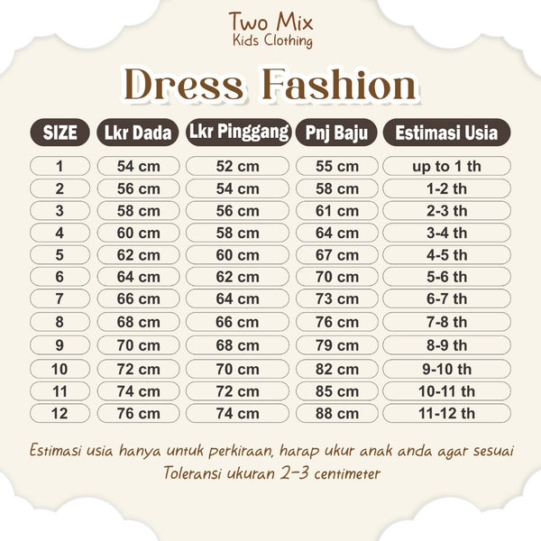 Two Mix - Baju Dress Anak Perempuan Lebaran 2024 1-12 Tahun Y890
