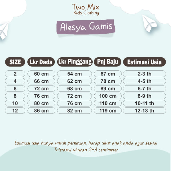 Two Mix - Raya Collection 2024 - Baju Muslim Alesya Gamis Anak Perempuan 1-12 Tahun 4397