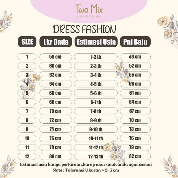 Two Mix - Belva Dress Anak Perempuan Lucu - Baju Anak Cewek Lebaran 1-12 Tahun 4391