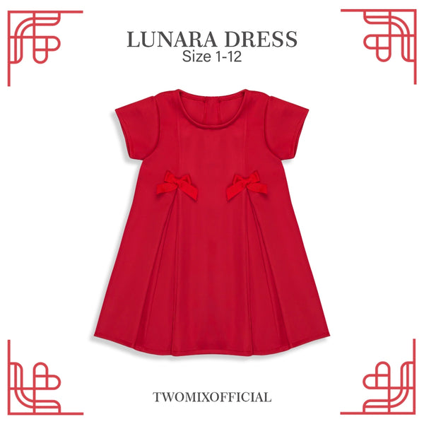 CNY 2024 - Two Mix - Lunara Dress Anak Imlek Perempuan 2024 - Gaun Anak Cewek Lunar Chinese New Year 1-12 Tahun 4389