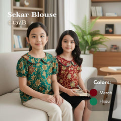 Two Mix- Sekar Blouse Anak Perempuan 4457B Elegan Mewah SIze 7 - 12 Merah Hijau