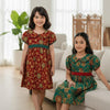 Two Mix - Aruni Dress Batik Anak Perempuan 4457A Bahan Katun Cantik Elegan Merah Hijau Size 7 - 12
