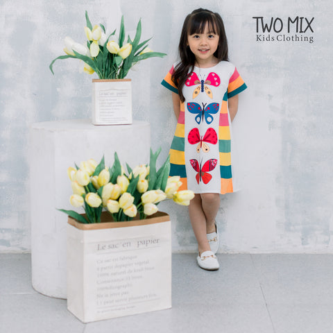 Two Mix Baju Anak Perempuan - Dress Anak Cewek Kupu 1-8 Tahun 4352