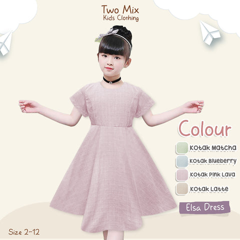 Two Mix - Elsa Dress Anak Perempuan Lebaran - Gaun Anak Cantik Fashion 1-2 Tahun 4395