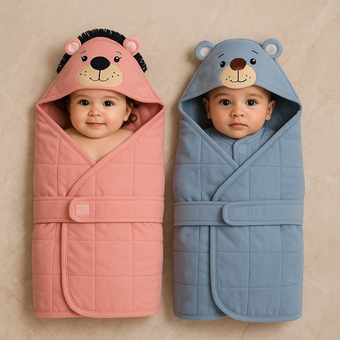 Two Mix - Selimut Bedong Bayi Lucu Instan Karakter Beruang - Soft Blanket Unisex 0 6 12 Bulan Kaos Katun Premium 4325