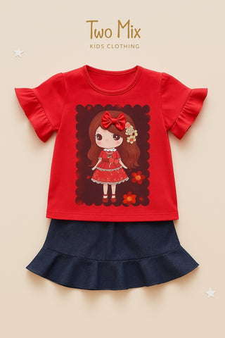 Two Mix Setelan Anak Perempuan Digital Printing Nonik Cantik 1-8 Tahun 4246