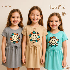 Two Mix Dress Anak Perempuan - Daster Anak - Baju Anak Rumah 4122 - Abu, 2