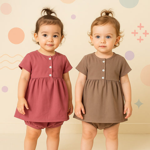Two Mix Short Sleeve Dress Bayi - Dress Anak Perempuan 4219