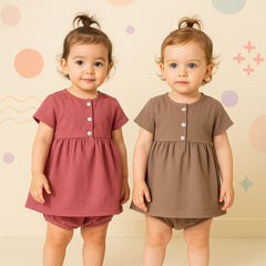 Two Mix Short Sleeve Dress Bayi - Dress Anak Perempuan 4219