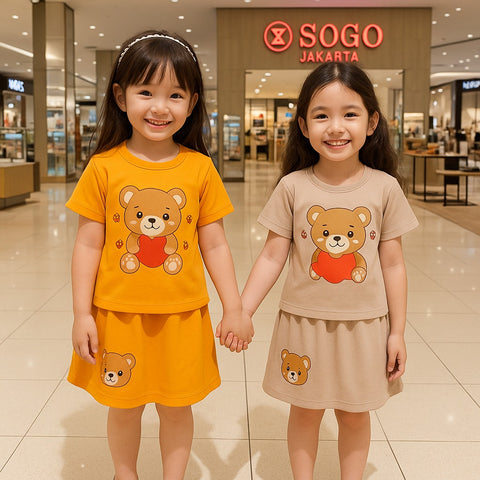 Two Mix Setelan Anak Perempuan Bear Love Set 1-8 Tahun 4227