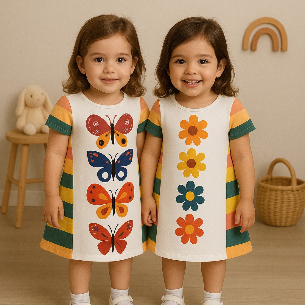 Two Mix Baju Anak Perempuan - Dress Anak Cewek Kupu 1-8 Tahun 4352
