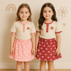 Two Mix - Setelan Rok Anak Perempuan - One Set Anak Perempuan Rainbow 1-6 Tahun 4362C