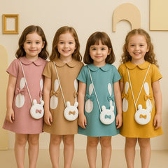Two Mix Dress Anak Perempuan - Baju Anak Fashion Motif Kelinci 4301
