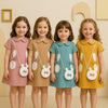Two Mix Dress Anak Perempuan - Baju Anak Fashion Motif Kelinci 4301