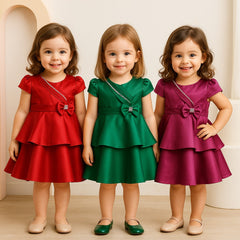 Two Mix Baju Pesta Anak Perempuan Bahan Satin 1-12 tahun Y875