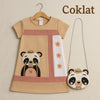Two Mix - Dress Anak Perempuan Lucu Print Bear Bonus Tas Bear 1-8 Tahun 4296