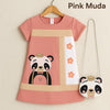 Two Mix - Dress Anak Perempuan Lucu Print Bear Bonus Tas Bear 1-8 Tahun 4296