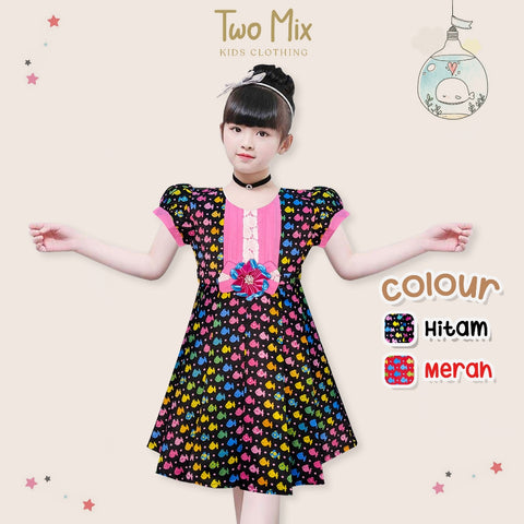 Two Mix Baju Anak Perempuan - Dress Anak Cantik Bahan Satin Usia 1-8 Tahun Y851