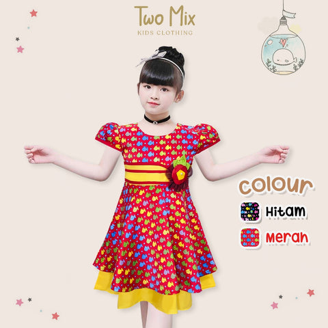 Two Mix Baju Anak Perempuan - Dress Anak Cantik Bahan Satin Usia 1-12 Tahun Y849