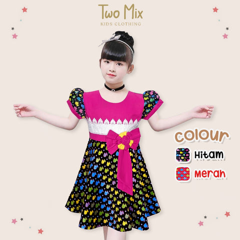 Two Mix Baju Anak Perempuan - Dress Anak Cantik Bahan Satin Usia 1-12 Tahun Y850