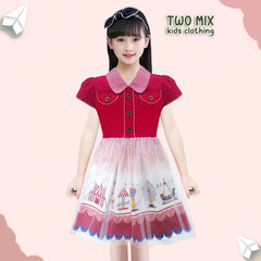 Two Mix Dress Anak Perempuan Lebaran - Gaun Anak Cewek Raya 1-12 Tahun Y891