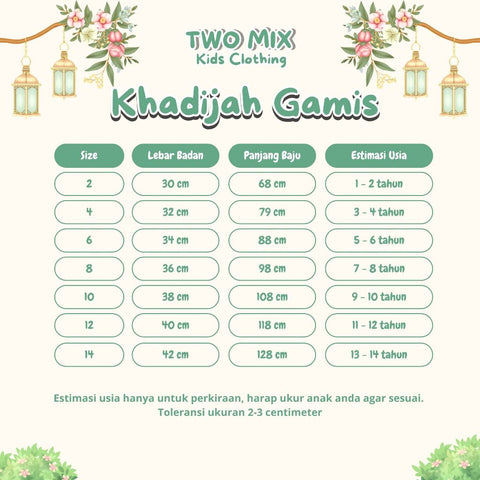 Two Mix - Raya Collection 2025 - Khadijah Gamis Anak Cewek - Baju Muslim Anak 1-14 Tahun 4431