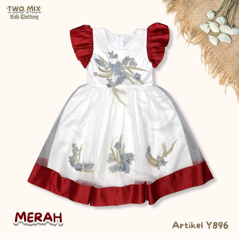 Two Mix - Dress Anak Pesta Perempuan - Gaun Anak Satin Dress 1-12 Tahun Y896