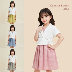 Two Mix - Karena Dress 4453 – Dress Anak Cewek Motif Kotak Elegan Model Rompi Usia 1-8 Tahun