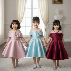 Two Mix - Dress Pesta Anak Perempuan - Gaun Anak Cewek Motif Pita Bahan Satin Usia 1-14 Tahun 4461