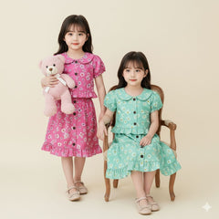 Two Mix - Lala Set 4455 Setelan Anak Perempuan Motif Bunga Lucu Usia 1- 8 Tahun